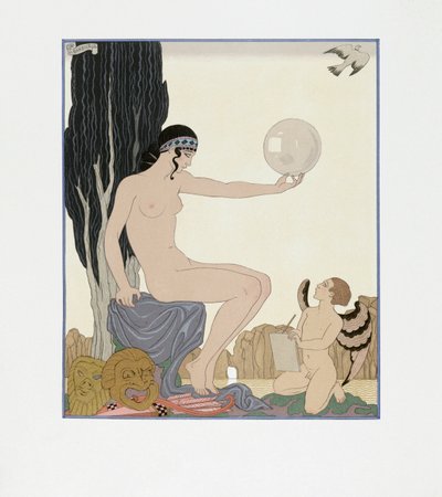 En muse inspirerer en kunstner av Georges Barbier