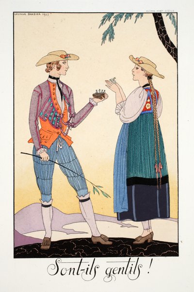Er de fine!, fra "Falbalas & Fanfreluches, Almanac of Present, Past and Future Modes" av Georges Barbier