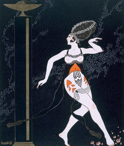 Ballettscene med Tamara Karsavina (1885-1978) 1914 (pochoir-trykk) av Georges Barbier