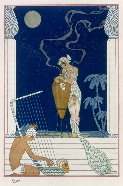 Egypt, fra "The Art of Perfume", pub. 1912 (pochoir-trykk) av Georges Barbier