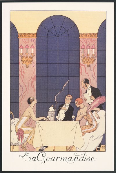 Falbalas and Fanfreluches, almanakk for 1925: "La gourmandise", av George Barbier, trykk av Georges Barbier
