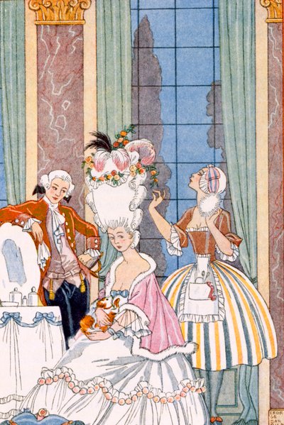 Frankrike på 1700-tallet, fra "The Art of Perfume", pub. 1912 (pochoir-trykk) av Georges Barbier