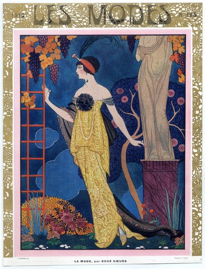 Forside av Les Modes; 1913; pub. 1913 (farget gravering) av Georges Barbier