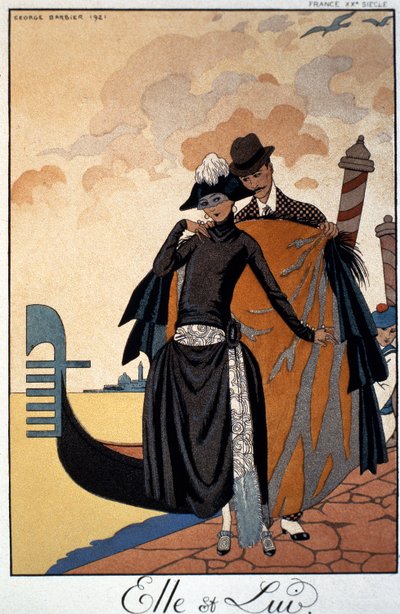 Henne og ham, moteillustrasjon av Georges Barbier