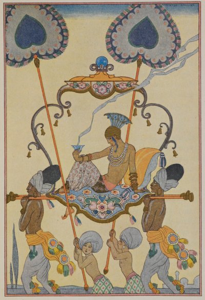 India. En person som bæres i et kull. av Georges Barbier