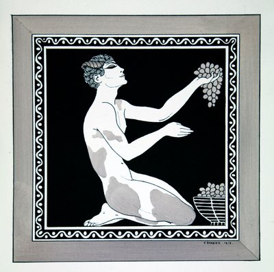 The Afternoon of a Faun fra serien 'Designs on the dances of Vaslav Nijinsky' (1889-1950). Georges Barbier (1882-1932), sjablongtrykk av Georges Barbier