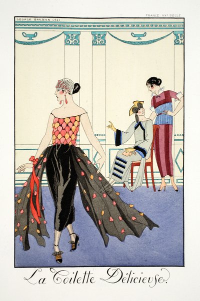La Toilette Delicious, fra "Falbalas and Fanfreluches, Almanac of Present, Past and Future Modes" av Georges Barbier