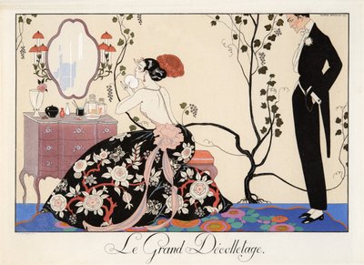 Le Grand Décolletage, gravering av H. Reidel av Georges Barbier