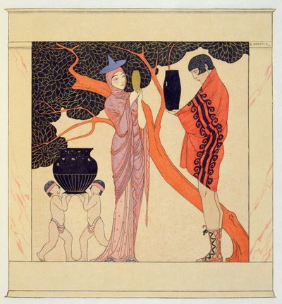 Love Token (akvarell på papir) av Georges Barbier