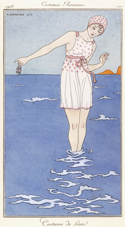 Pariserklær: Badedrakt av Georges Barbier