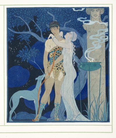 Phedre og Hippolyte, fra Characters of Comedy, pub. 1922 (stensiltrykk) av Georges Barbier