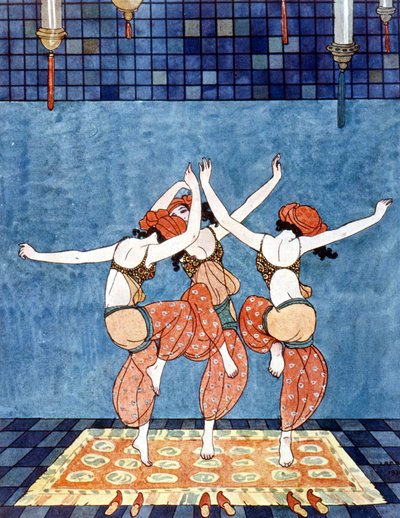 Prinsesse Scheherazade (Sheherazade) (fortellinger om de tusen og én natt). Illustrasjon av George Barbier (1882-1932). rundt 1910. av Georges Barbier