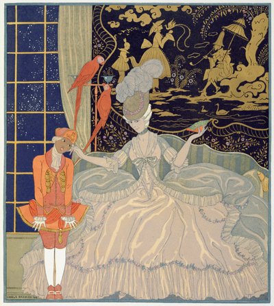 Å straffe siden (fargelitho) av Georges Barbier