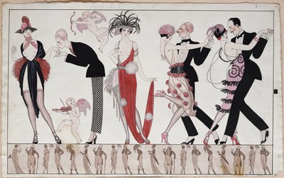 Tangoen (penn og blekk og akvarell på papir) av Georges Barbier