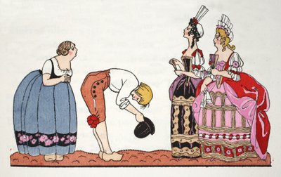 The Ugly Sisters from Askepott (pochoir-trykk) av Georges Barbier