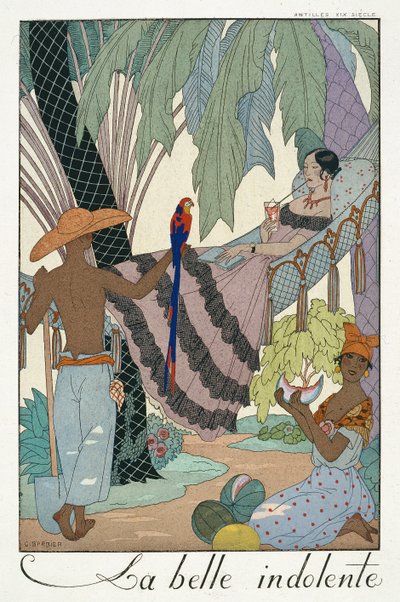 Den ledige skjønnheten (pochoir-trykk) av Georges Barbier