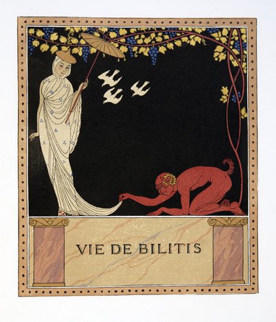 Life of Bilitis, illustrasjon fra Les Chansons de Bilitis, av Pierre Louys, pub. 1922 (stensiltrykk) av Georges Barbier