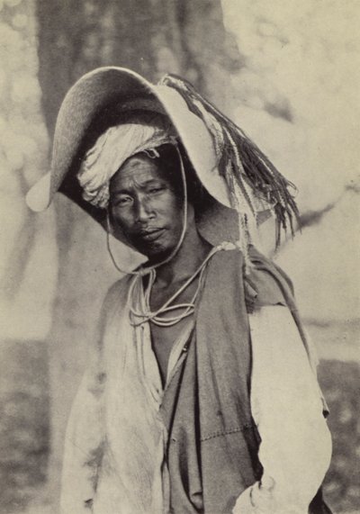 Burma: En Shan-handler i varmehatten sin (s/hvitt-bilde) av Georges Bertin Scott