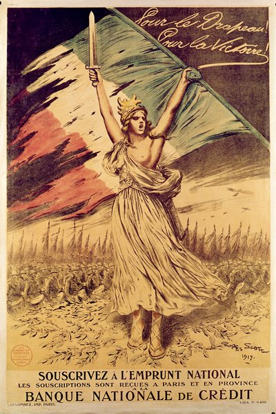 Fransk plakat fra første verdenskrig som oppmuntrer til kjøp av krigsobligasjoner, 1917 av Georges Bertin Scott