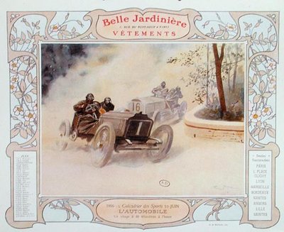 Motor Racing, illustrasjon for juni fra en kalender for klesbutikken 