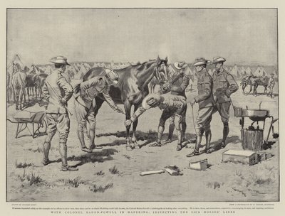 Med oberst Baden-Powell i Mafeking, inspiserer de syke hestelinjene av Georges Bertin Scott