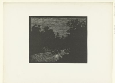 Landskap med hestevogn om natten Voiture dans la nuit L'Epreuve (serietittel) av Georges Charles Victor Léopold Hugo