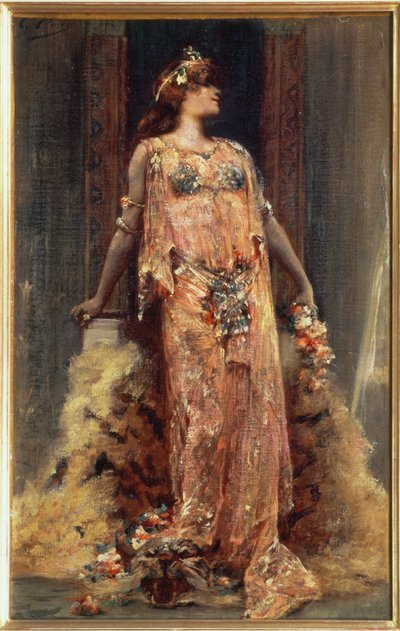 Sarah Bernhardt (1844-1923) i rollen som Cleopatra av Georges Clairin