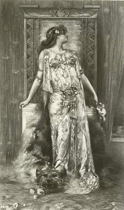 Sarah Bernhardt som Cleopatra (gravyr) av Georges Clairin