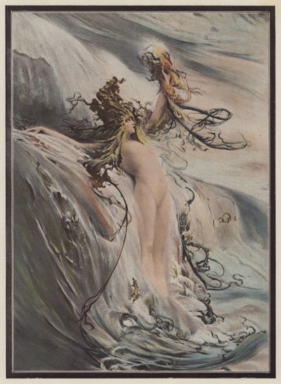 Den store bølgen (farge litho) av Georges Clairin