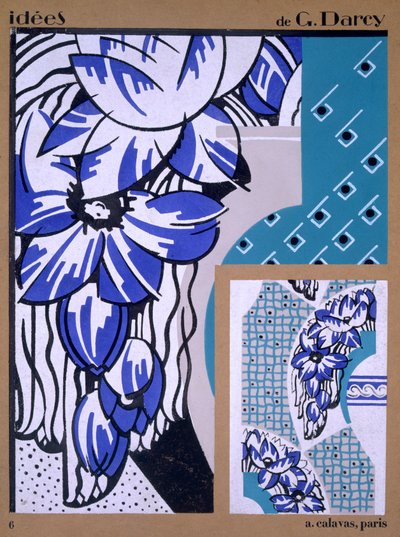 Tapetdesign, fra Idees, utgitt av A. Calavas, Paris, ca. 1925 av Georges Darcy