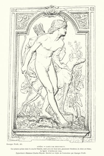 Actaeon, helten fra gresk mytologi, cameo av den franske billedhuggeren Emile Soldi av Georges Ernest Profit