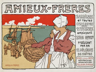 Reklame for sardiner og hermetiske Amieux-Frères, av Georges Fay av Georges Fay