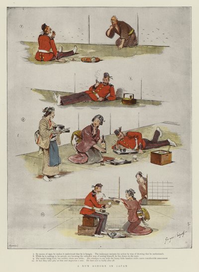 A Løp i land i Japan av Georges Ferdinand Bigot