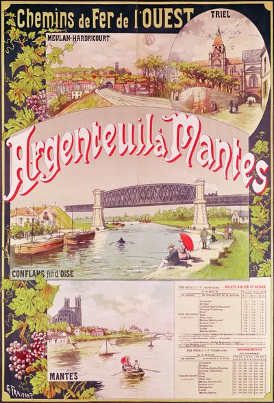 Plakat som reklamerer for den vestlige jernbanelinjen fra Argenteuil til Mantes av Georges Fraipont