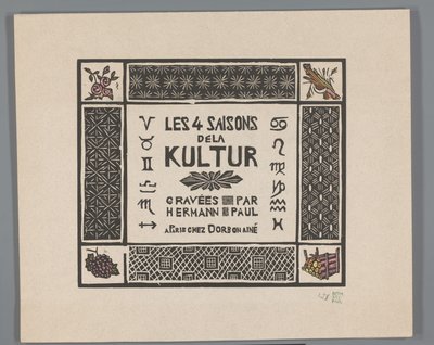 Omslag til fire trykk av grusomheter fra første verdenskrig Les 4 saisons dela kultur (serietittel på objekt) av Georges Hermann Rene Paul