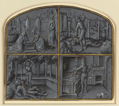 Fire scener fra legendene om Judas og Pilatus av Georges Hurtrel
