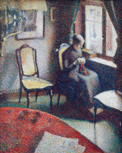 Kvinne syr ved vinduet av Georges Lemmen