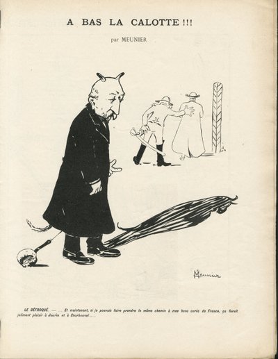Illustrasjon av Georges Meunier (1869-1934) i Le Panache, royalistisk magasin illustrée, 20.01.04 - Royalisme, Religion Tro - Combes Emile, Devil - Animalization av Georges Meunier