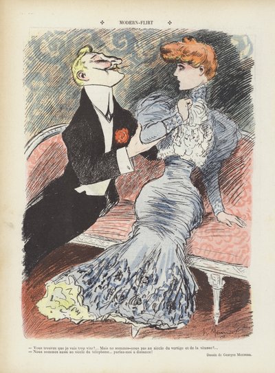 Moderne flørting. Illustrasjon for Le Rire av Georges Meunier