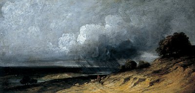 Storm over Montmartre, ca. 1763 - 1843 (olje på papir) av Georges Michel