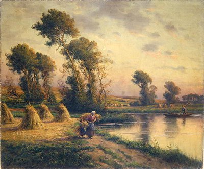 Landlig landskap (olje på lerret) av Georges Philibert Charles Maroniez
