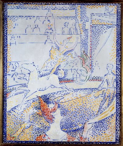 Sirkus En danser som gjør et aerobatisk nummer på hesteryggen og en klovn. Skisse av Georges Seurat (1859-1891) 1891 Søn. 0,55x0,46 m Paris, musee d
