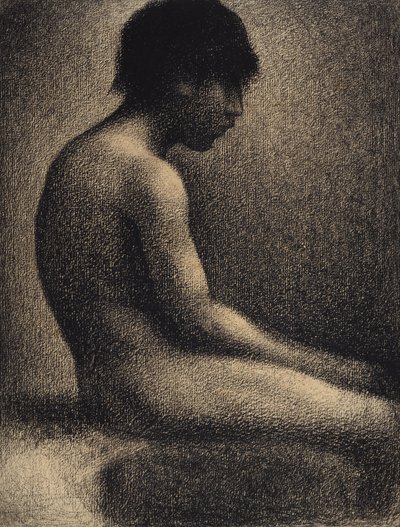 Sittende naken. Studie for Une Baignade, 1883. av Georges Pierre Seurat