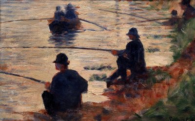 Fiskerne ved Studielinja for storjatten. Maleri av Georges Seurat (1859-1891) 1883 Søn. 0,16x0,25 m Troyes, museum for moderne kunst av Georges Pierre Seurat