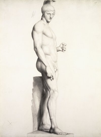 Kriger med hjelm, i profil, 1875-1878 av Georges Pierre Seurat