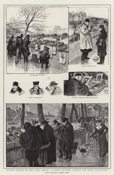 Vinterscener på Paris Quais, et lykkelig jaktområde for boksamlere av Georges Redon