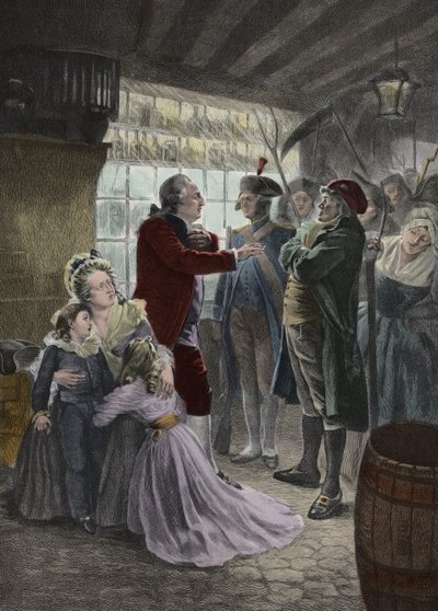 French Revolution: 21 June 1791 The royal family (Louis XVI King of France, Queen Marie Antoinette and their two children Madame Elisabeth the king