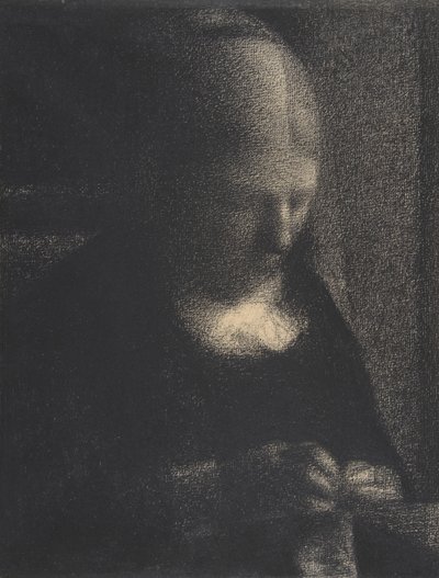 Broderi; The Artists Mother, 1882-83 (fortsatt fargestift på Michallet-papir) av Georges Seurat