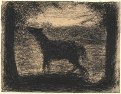 Føll (Le Poulain), 1882-83 (blyantfortelling på lagt papir) av Georges Seurat