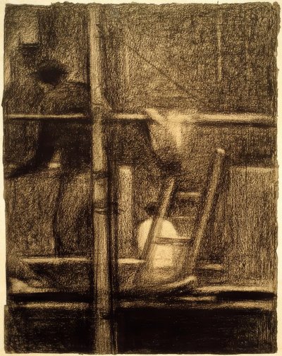 L’Échafaudage (Stillaset) av Georges Seurat